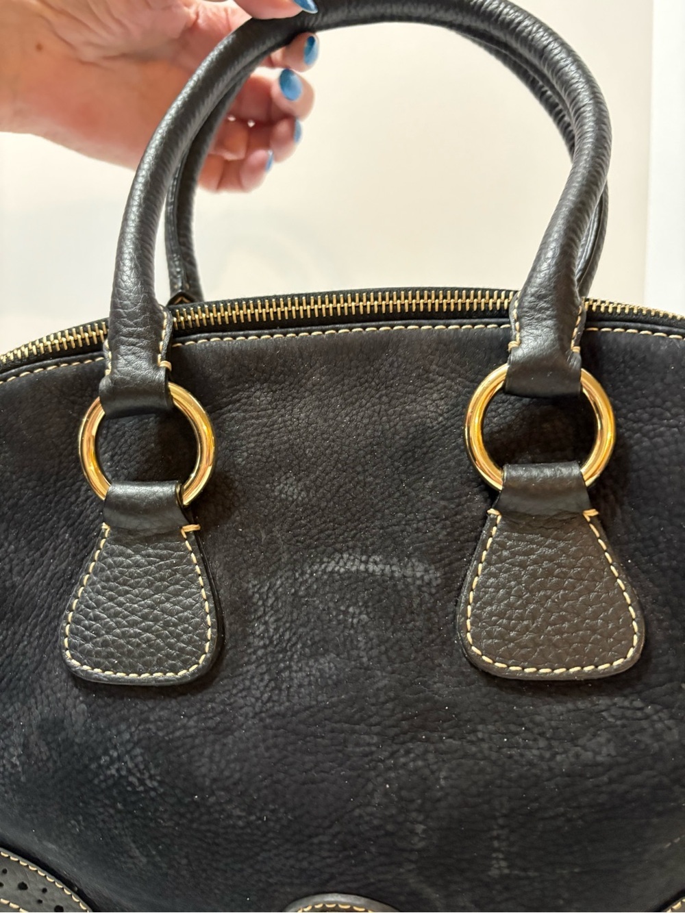 Dooney & Bourke Black Leather Dome Satchel with Tassel and Gold Hardware - Picture 5 of 16